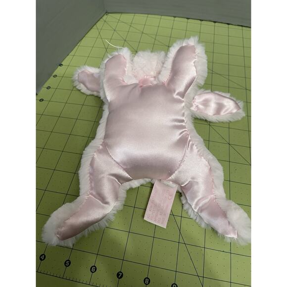 Bearington Baby Collection Bunny Tail Rabbit Plush Toy Rattle Laying Lovey Satin - Picture 6 of 11